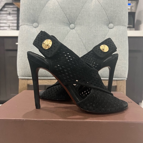 LOUIS VUITTON SUEDE PERFORATED SLING BACK SANDALS - Picture 3 of 13